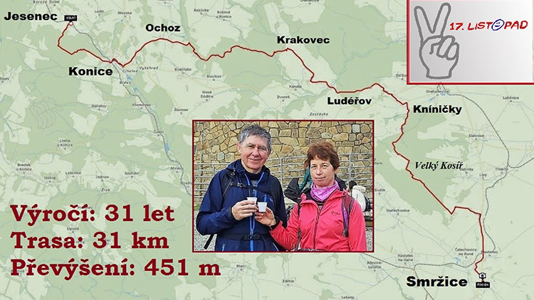 U příležitosti 31. výročí revoluce ušli  manželé 31 kilometrů