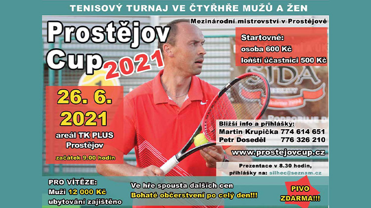 Novinky k tenisovému Prostějov Cupu: přihlášku podal Světlík, ZDARMA občerstvení Palírny U Zeleného stromu