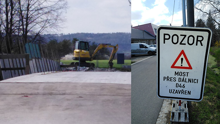 Most přes dálnici v Žešově už prochází rekonstrukcí
