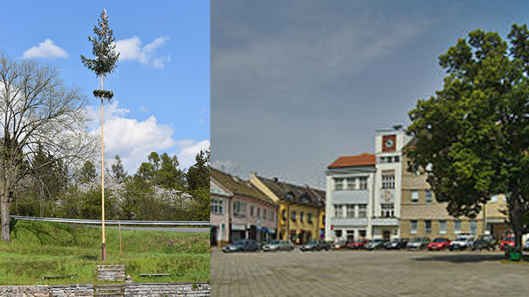 Hasiči z Konice vztyčili májku,  skácí ji během pouti