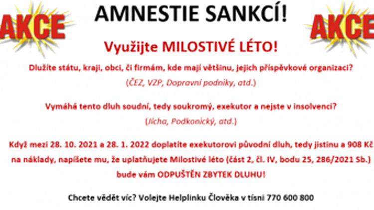 28. října startuje takzvané milostivé léto