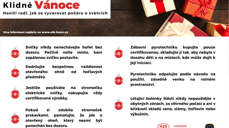 HASIČI RADÍ: Užijte si Vánoce v klidu a pohodě