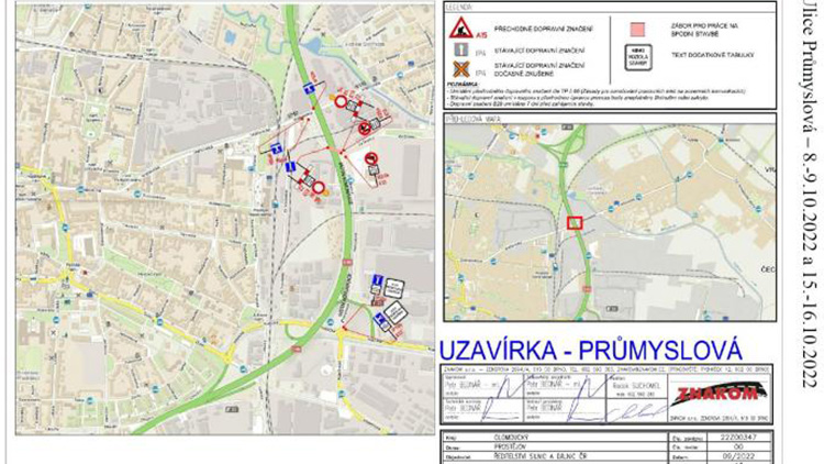 Uzavírky ulice Průmyslová a Vrahovická