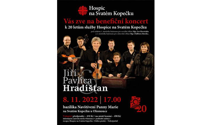 20. výročí založení oslaví Hospic na Svatém Kopečku s Jiřím Pavlicou a Hradišťanem