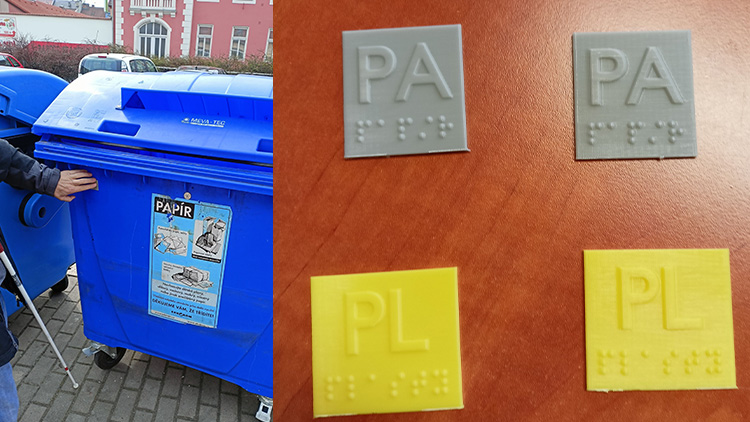 Braillovo písmo už je i na kontejnerech