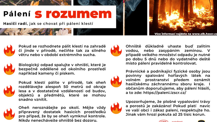 HASIČI RADÍ: Pálení klestí nahlaste přes web. Poradíme jak