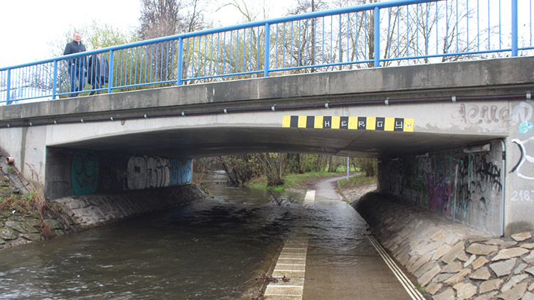 Podchod v Olomoucké byl po většinu týdne zaplaven