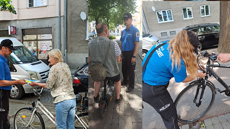 Strážníci se s příchodem léta podívali  cyklistům na povinnou výbavu