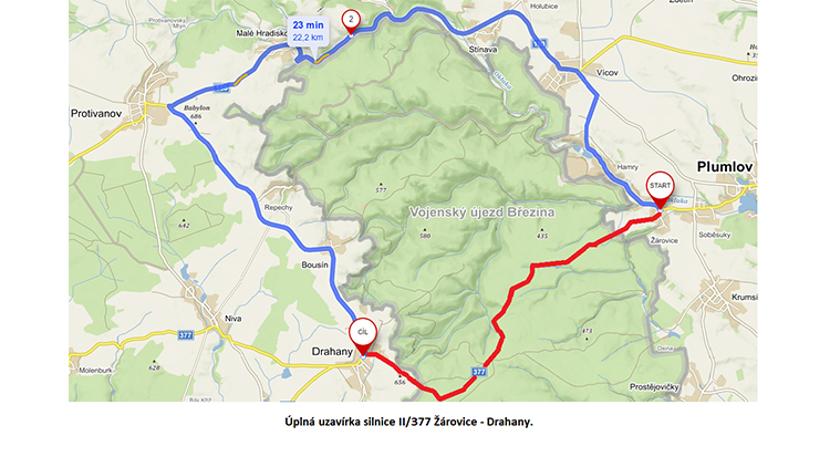 Silnice do Drahan se uzavře na dva dny