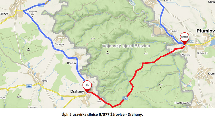 POZOR! Silnice do Drahan  bude na dva dny uzavřena
