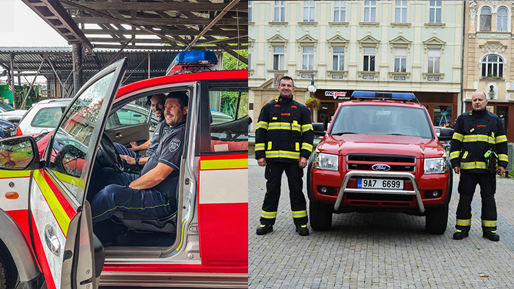 Velitelské vozy zamířily k hasičům do Žešova a Plumlova