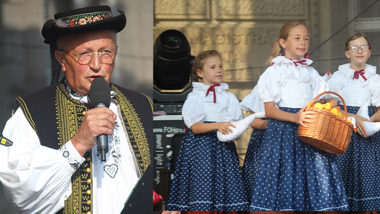 „Navaříno určitě už máte,  tož včil se bavte,“  vítal diváky nestor hodů  Jiří Vrba