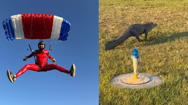 Foto Marek Sonnevend Soustředění parašutistů Dukly Prostějov v USA se opět  povedlo, jejich seskoky někdy zblízka sledoval aligátor