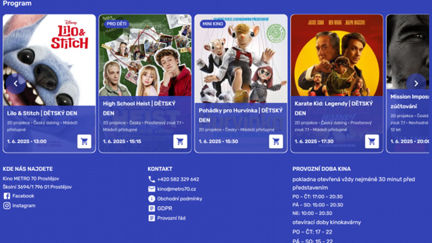 Foto: kino Metro70 Kino Metro 70 spouští nový web