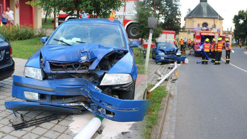 Foto: Policie ČR Octavií trefil sloup