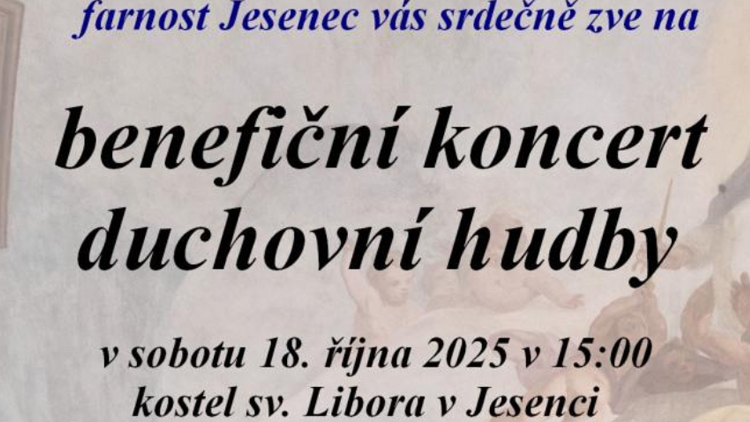 Koncert duchovní hudby  rozezní kostel v Jesenci