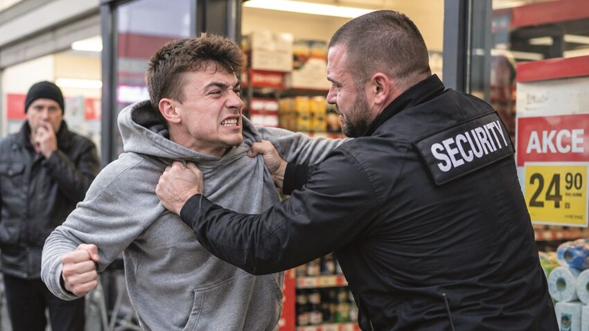 Agresivní zloděj napadl ochranku