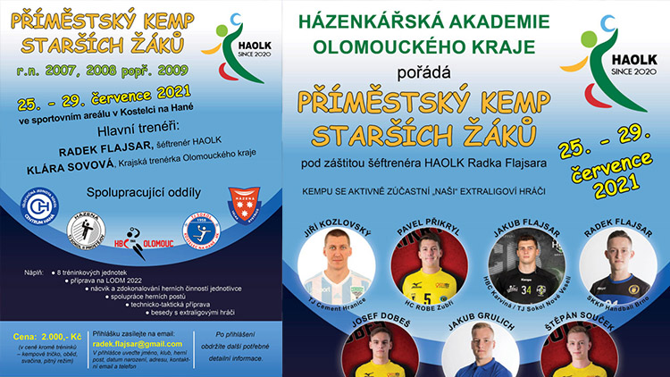 Házenkářská akademie Olomouckého kraje plánuje  na léto pro zájemce příměstský kemp starších žáků