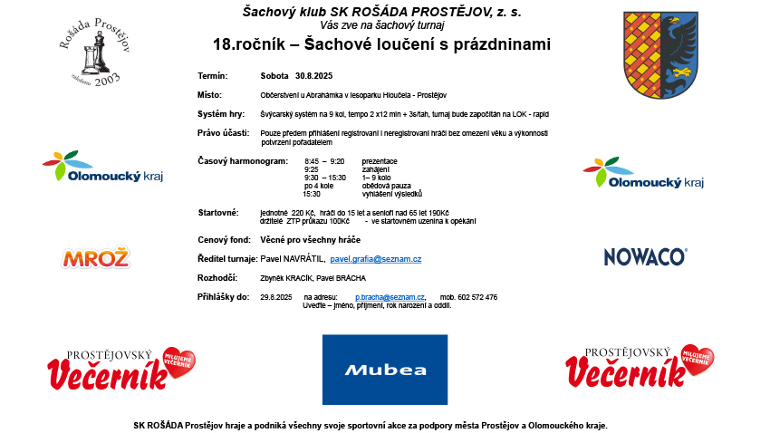 Blíží se Šachové loučení s prázdninami