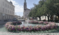 Kašnu opět zaplavily květiny